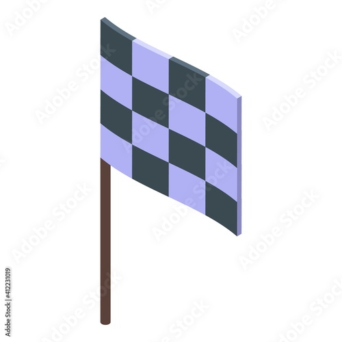 School gym finish flag icon. Isometric of school gym finish flag vector icon for web design isolated on white background