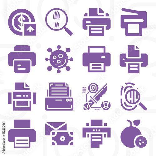 16 pack of spores  filled web icons set