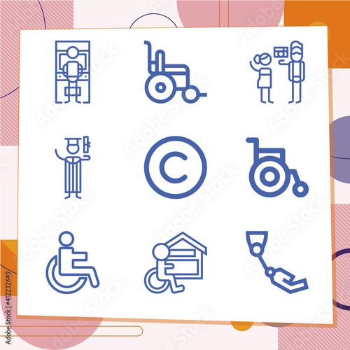 Simple set of 9 icons related to exemption