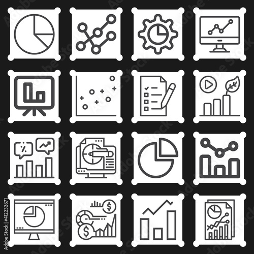 16 pack of worksheet  lineal web icons set