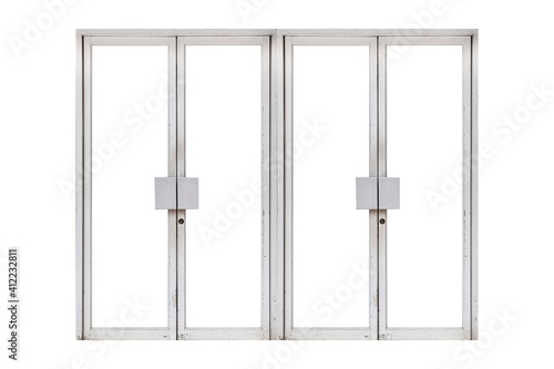 White stainless steel door frame isolated on a white background