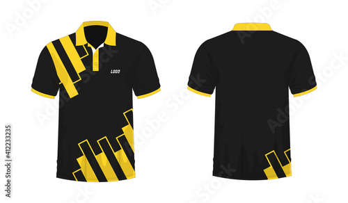 T-shirt Polo yellow and black template for design on white background. Vector illustration eps 10.