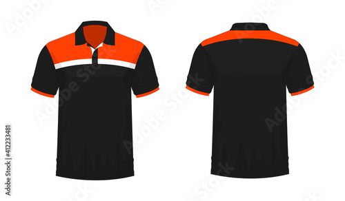 T-shirt Polo orange and black template for design on white background. Vector illustration eps 10.