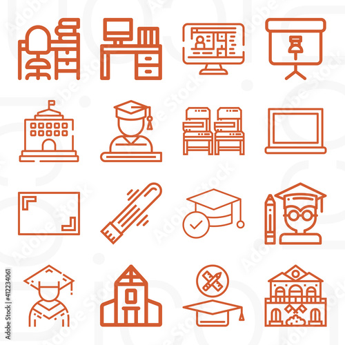 16 pack of ratio  lineal web icons set