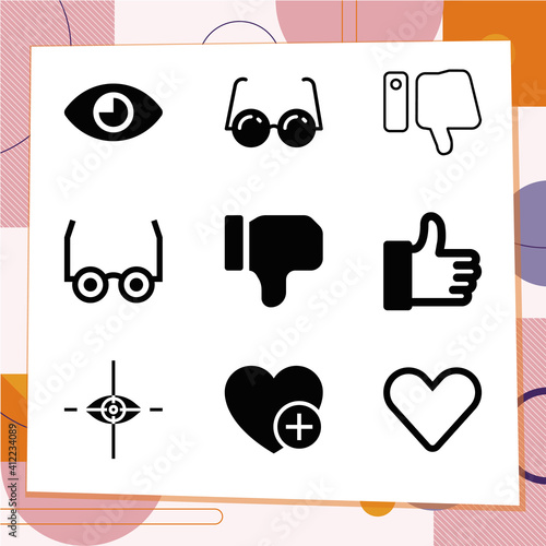 Simple set of 9 icons related to prefer