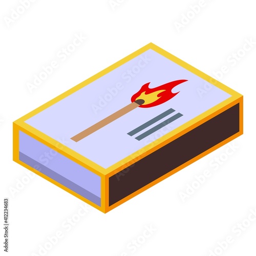 Fire match icon. Isometric of fire match vector icon for web design isolated on white background