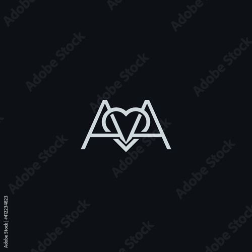 letter A or AA combination love logo vector illustration