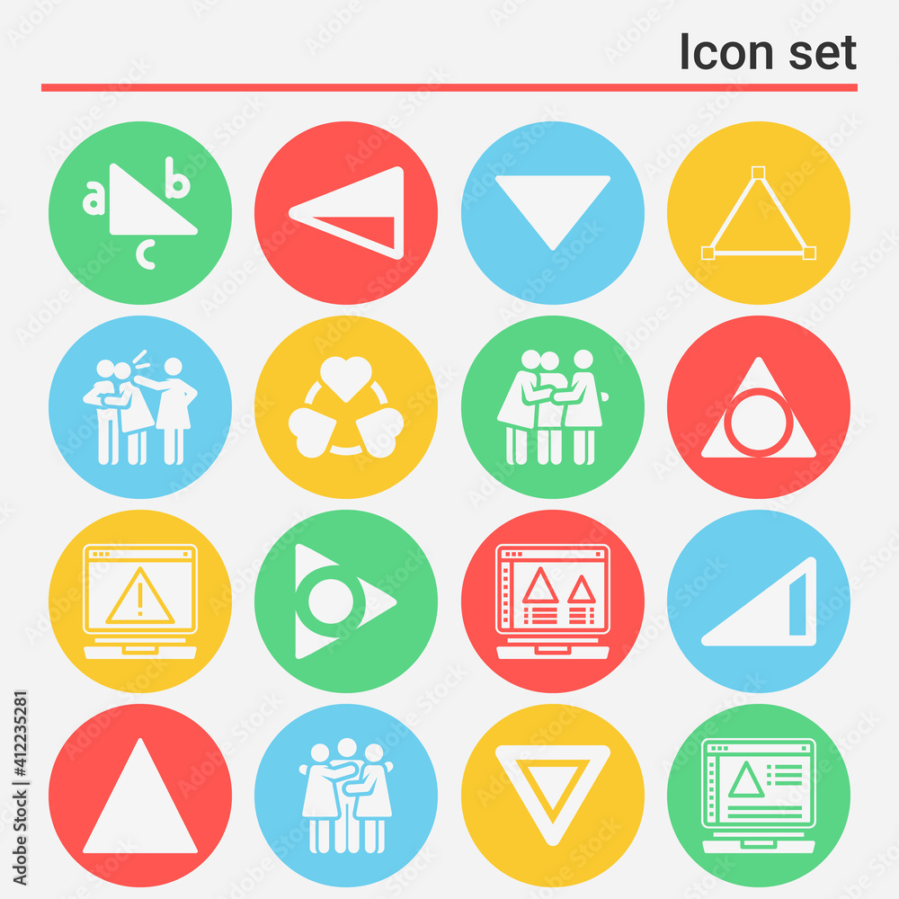 16 pack of wedge shape filled web icons set 16 pack of wedge shape filled web icons set