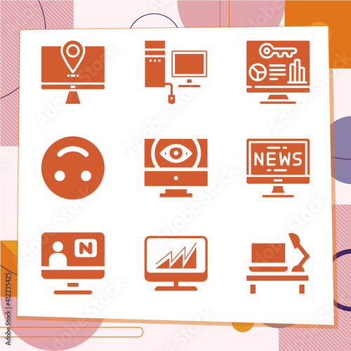 Simple set of 9 icons related to upper side