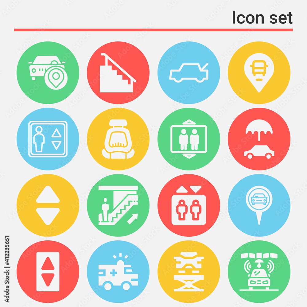 16 pack of elevator  filled web icons set