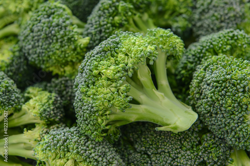 Fresh green broccoli cabbage, closeup