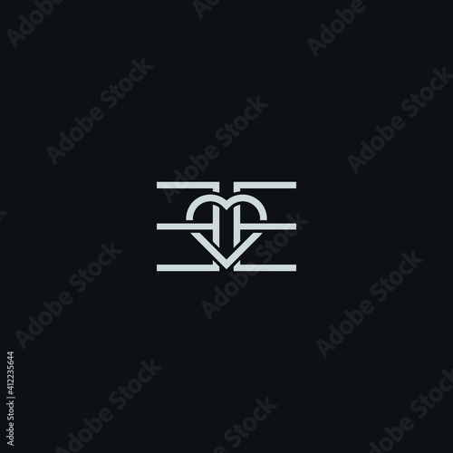 letter E or EE combination love logo vector illustration