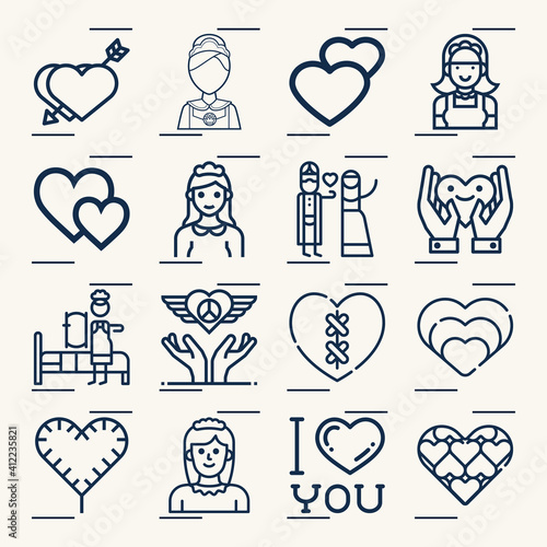 Simple set of mistress related lineal icons.