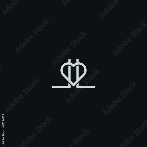 letter L or LL combination love logo vector illustration