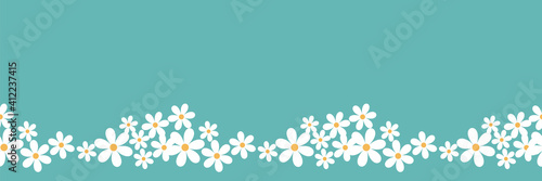 Cute horizontal seamless patterns with flowers. Beautiful background great for greeting cards, banner, textiles, wallpapers. Vector illustration.