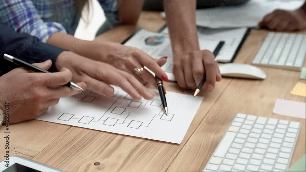 business team analyzing new marketing schemes . business concept. business team analyzing new marketing schemes . business concept.