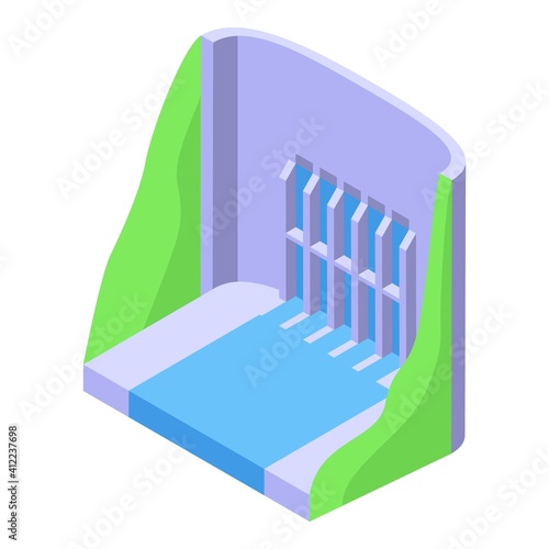 Aqua energy dam icon. Isometric of aqua energy dam vector icon for web design isolated on white background