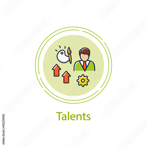 Talents development concept line icon. Personal growth concept. Self improvement and talent acquisition. Human resources management.Vector isolated conception metaphor illustration
