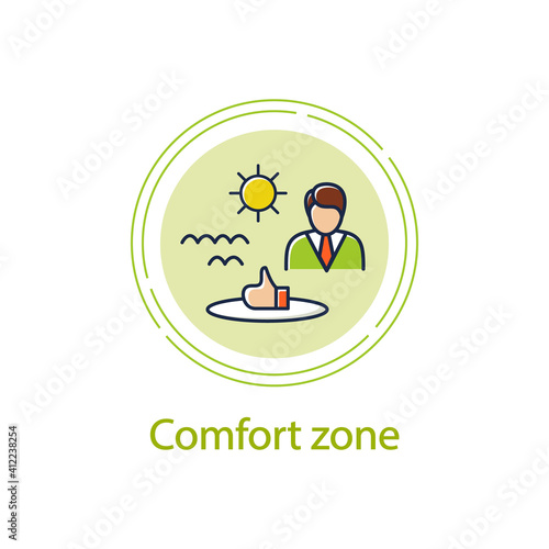 Comfort zone concept line icon. Route to success. Self improvement and self realization. Business and career development. Work in comfort, remotely. Vector isolated conception metaphor illustration