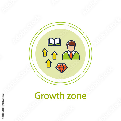 Growth zone concept line icon. Route to success. Self improvement and self realization. Business and career development. Career growth. Vector isolated conception metaphor illustration