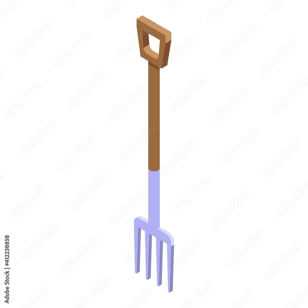 Farm fork icon. Isometric of farm fork vector icon for web design isolated on white background Farm fork icon. Isometric of farm fork vector icon for web design isolated on white background