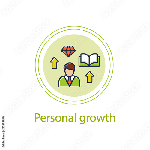 Personal growth concept line icon. Route to success. Self improvement and self realization.Business and career development.Human resources management. Vector isolated conception metaphor illustration