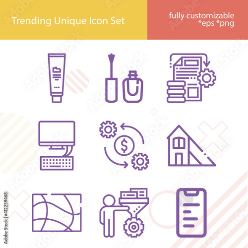 Simple set of refinement related lineal icons.