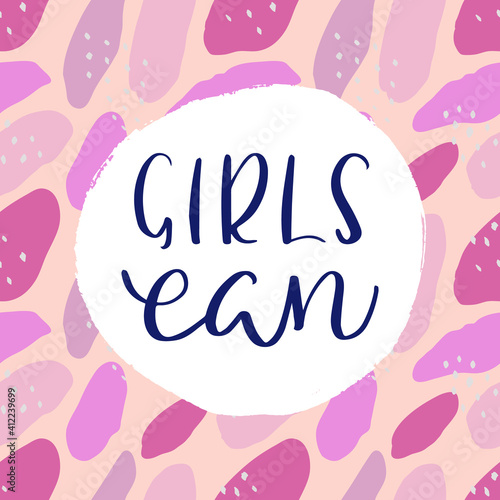 Wallpaper Mural Girls can lettering. Poster and postcard design. Inspirational and motivational quote. Vector illustration. Torontodigital.ca