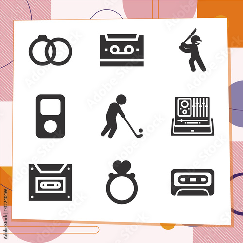 Simple set of 9 icons related to participant