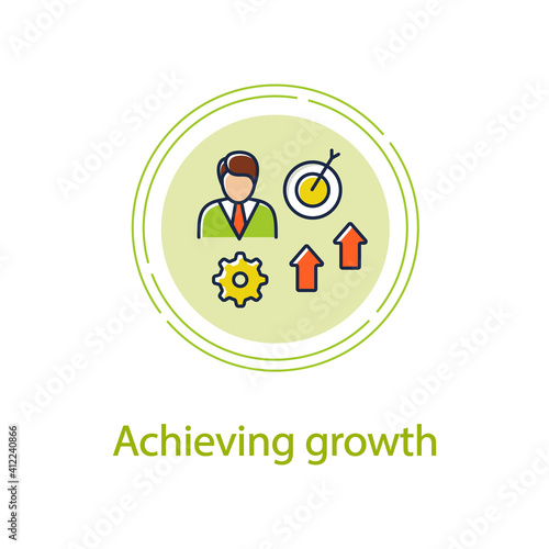 Achieving growth concept line icon. Personal growth concept. Achieving goals. Certification training. Growth plan. Vector isolated conception metaphor illustration