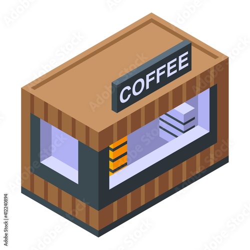 Coffee street cart icon. Isometric of coffee street cart vector icon for web design isolated on white background