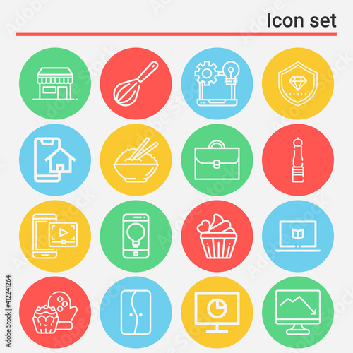 16 pack of guard lineal web icons set