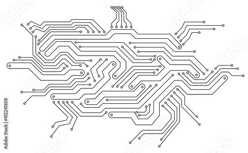 Electronics board. Circuit board electronic hi tech pattern. Vector abstract computer chip. Black monochrome background