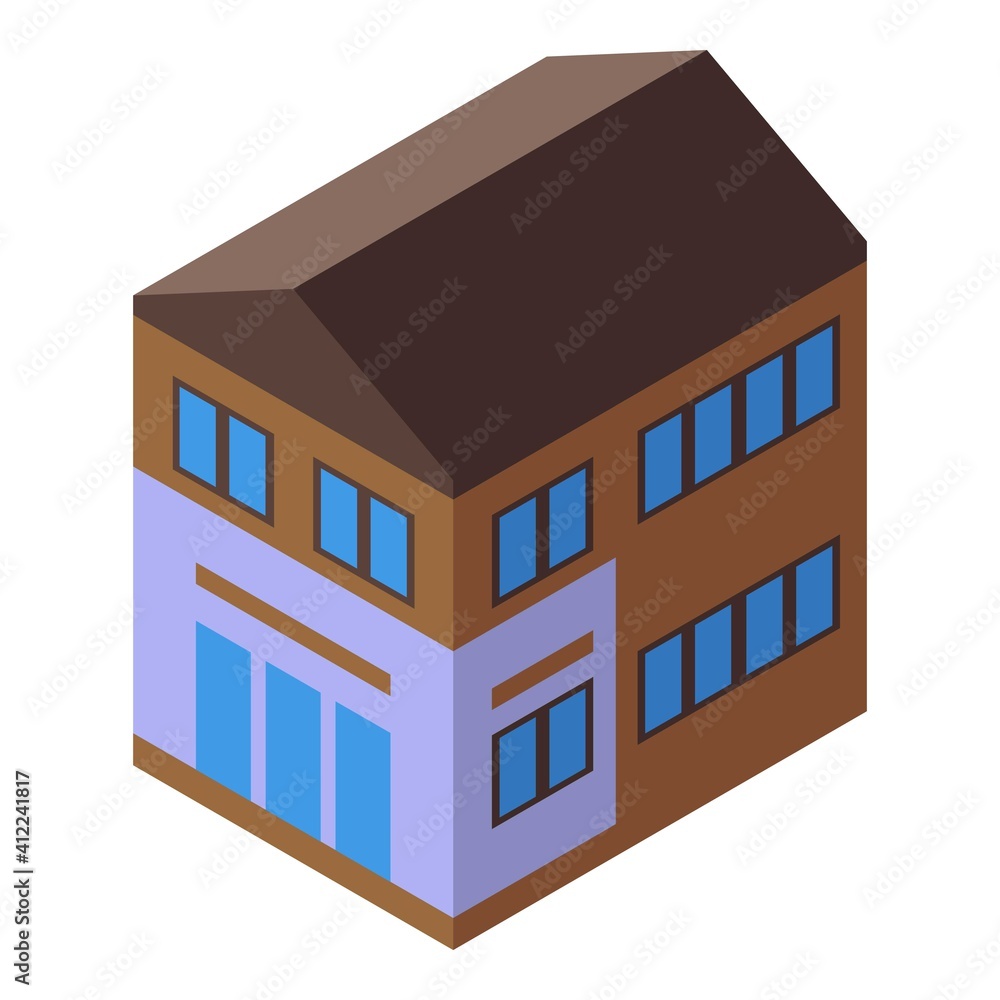 Urban cottage icon. Isometric of urban cottage vector icon for web design isolated on white background