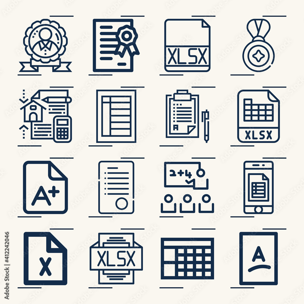 Simple set of academics related lineal icons. Simple set of academics related lineal icons.