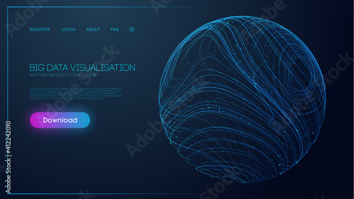 Cyber protect security sphere. Big data abstract blue sound wave flow. Futuristic cyber technology illustration. EPS 10.