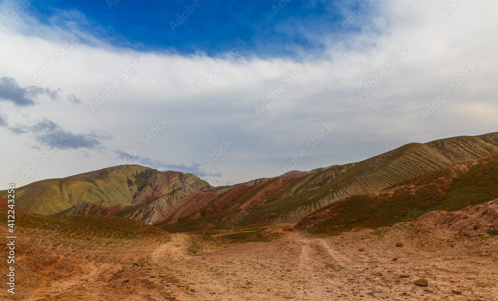 Colored mountains of Khizi in Azerbaijan like gingerbread
