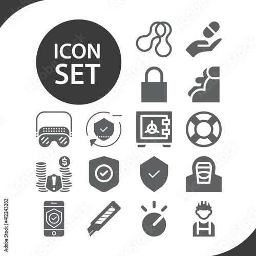 Simple set of preventive related filled icons.