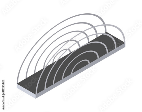 Vector isometric bridge icon. 3d isolated drawing element of a modern urban infrastructure for games or applications. City transport organization object, road crossing, construction architecture