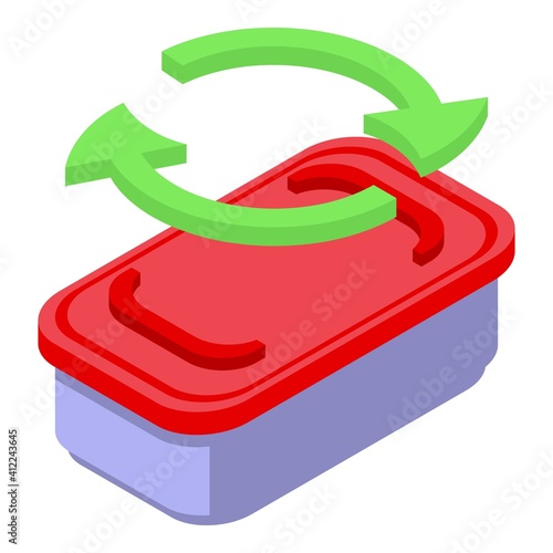 Biodegradable plastic container icon. Isometric of biodegradable plastic container vector icon for web design isolated on white background