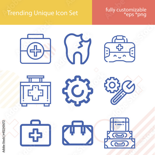 Simple set of gear related lineal icons.