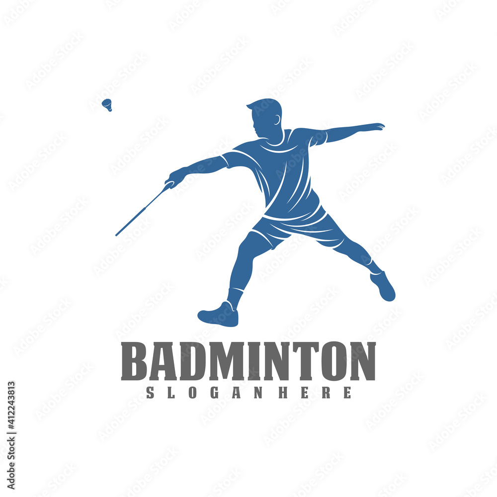 Modern Passionate Badminton Player In Action Logo, Creative Badminton design concepts template, icon symbol Modern Passionate Badminton Player In Action Logo, Creative Badminton design concepts template, icon symbol