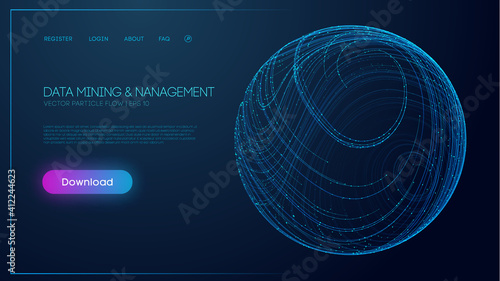 Data mining and management vector illustration. Big data processing internet technology. Binary code.