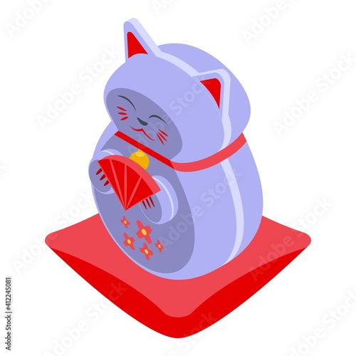 Chinese lucky cat icon. Isometric of chinese lucky cat vector icon for web design isolated on white background