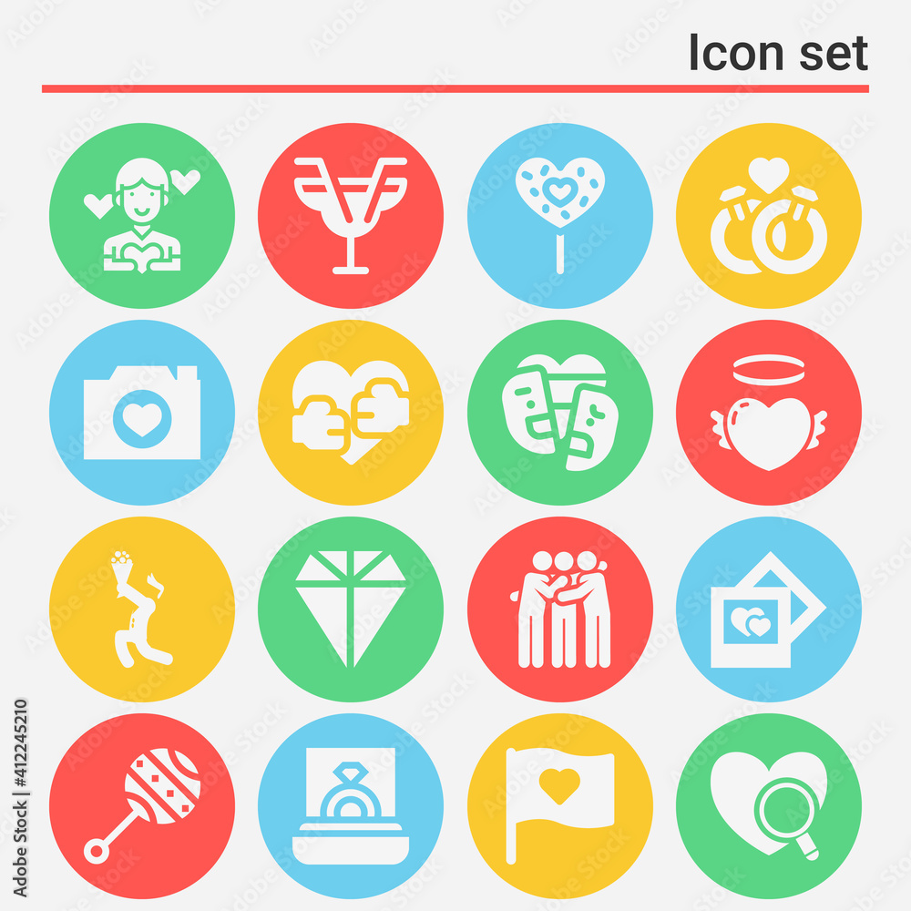 16 pack of affair  filled web icons set