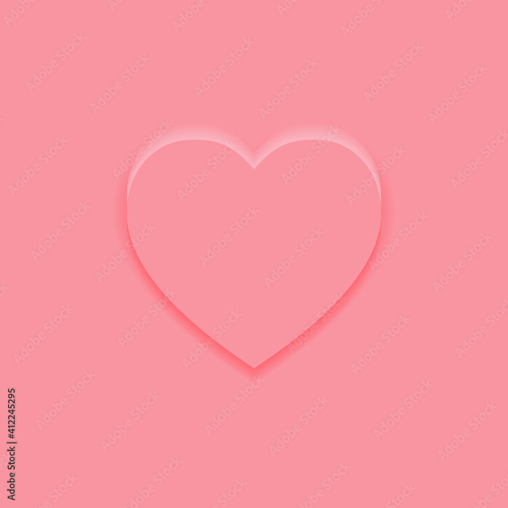Top view heart shape display podium stand pink background in neumorphism style mockup template for product or promotion.
