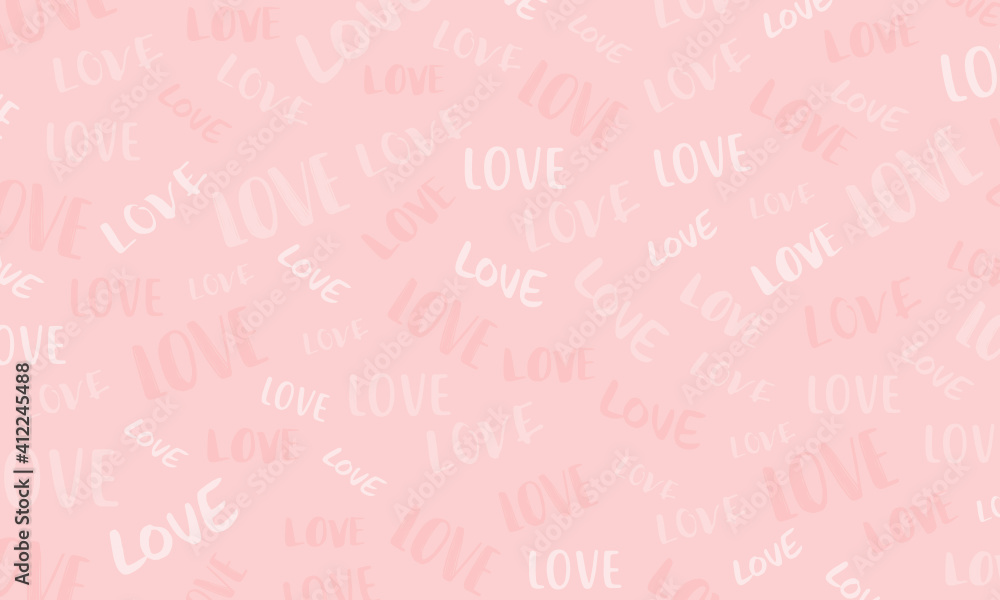 pattern with the word love with different fonts in pink tones. pattern with the word love with different fonts in pink tones.
