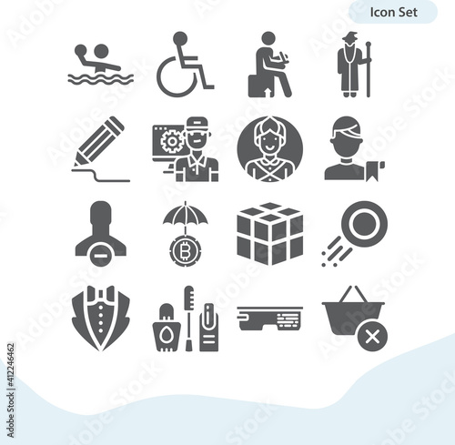 Simple set of fashion related filled icons.