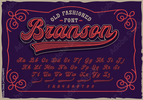 A retro script font. This font will be perfect for short phrases, emblems, shirt prints, and many other uses.