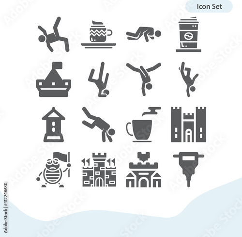 Simple set of siege related filled icons.